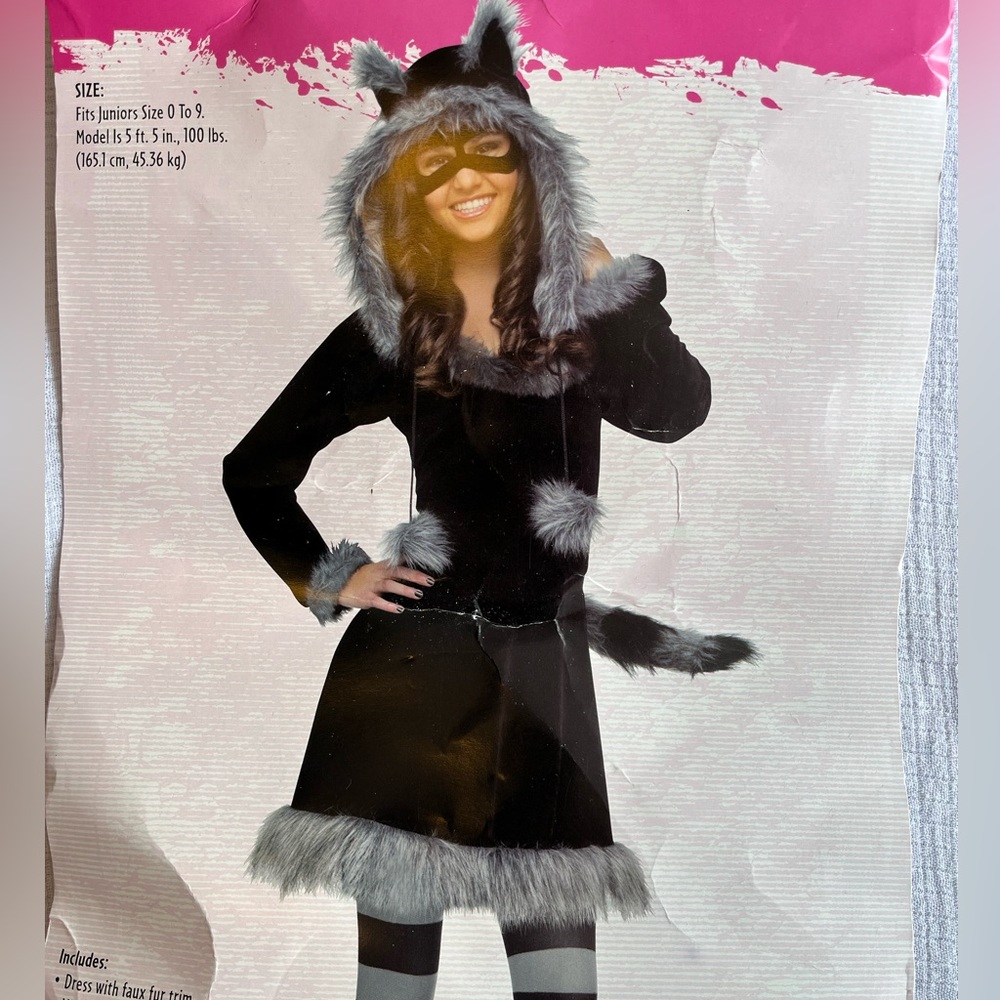 Sweet Raccoon Halloween Costume size juniors 0-9